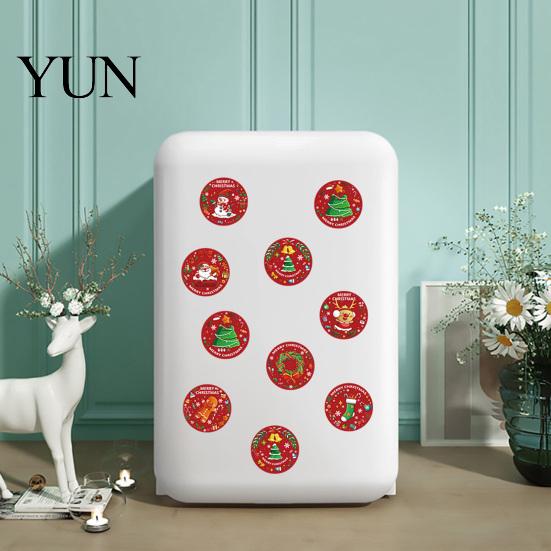Decorative Adhesive Labels Christmas Roll Stickers, 8 Festive Patterns Print, Round Holiday Envelope Seals Seals, Coated Paper Stickers for