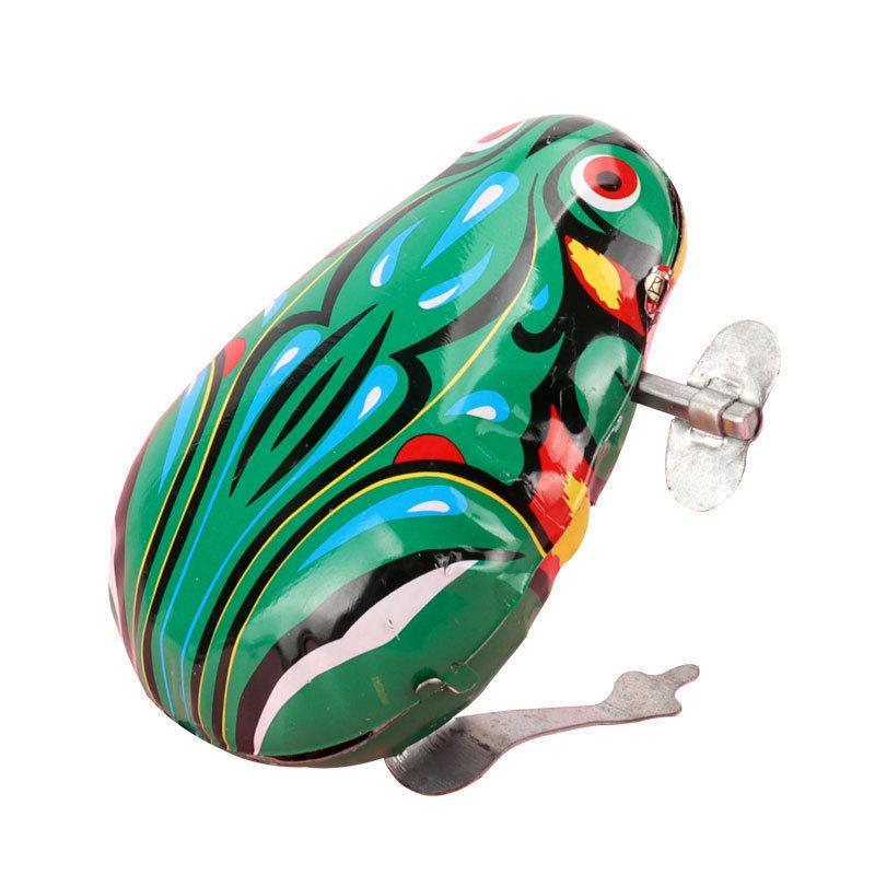 

1 шт. Классическая жестяная лягушка 8090 Ностальгические детские игрушки Заводные бегающие и прыгающие игрушки