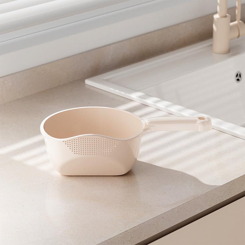 

Large Capacity Multi-functional Rice Washing Colander with Hanging Storage вершковий/білий