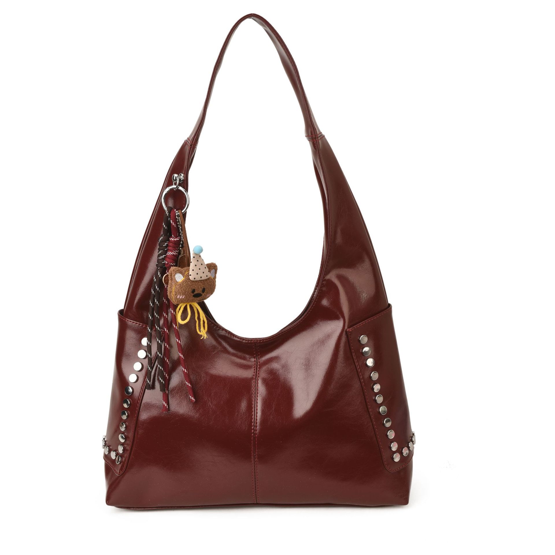 

Oil Leather Retro Large-capacity Underarm Bag Women s Fashionable Shoulder Relaxed Commuting Tote 35.5x11x43 вина червоного кольору