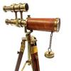Marine Telescope Double Barrel Nautical Spotting Scope with Wooden Tripod Stand