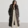 Shoulder Down Double Zipper Stand Up Collar Hooded Comforter Long Down Jacket