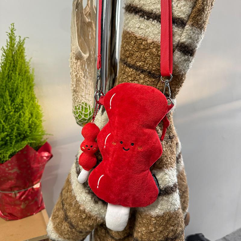 Creative autumn and winter atmosphere, cute candied gourd bag, girl soft girl oblique span mini storage bag, funny plush bag