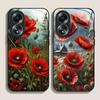 Retro Poppy Flower Bloom Hot Red Printed Tempered Glass Phone Case for Xiaomi 14 Pro+ 15 Ultra 15T 14T 13 12 11T Lite 10 Covers