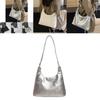 Stylish Silver Minimalist Large Capacity Tote Bag For Casual Everyday Use