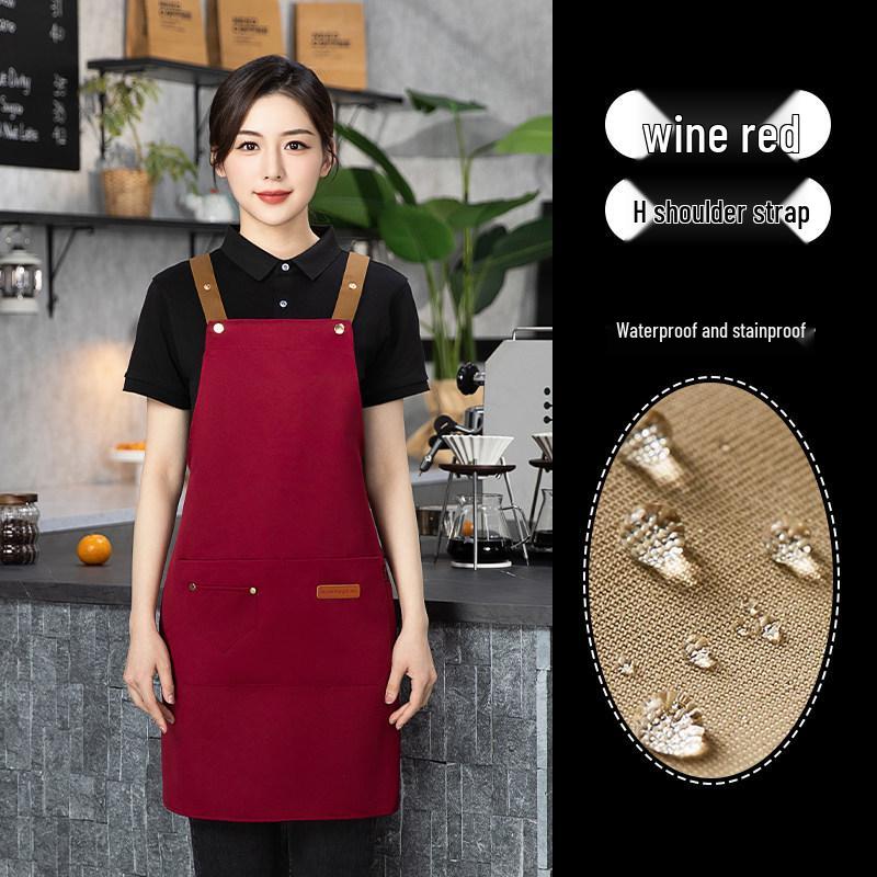 Waterproof Pure Cotton Kitchen Apron for Men & Women - Oil-Proof, Catering, Custom Logo