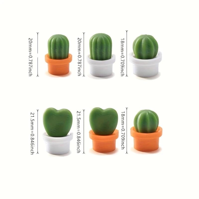 6pcs Cactus Fridge Magnet Refrigerator Magnetic Sticker 3D Cute Succulent Plant Message Board Reminder Home Decoration Kitchen