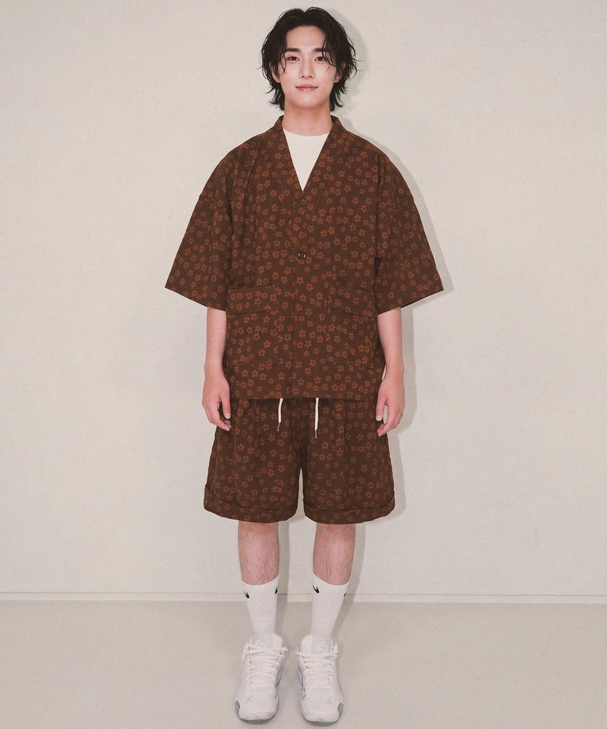 Nainneoscheu Flower Turn-Up Shorts_Brown