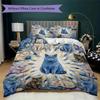 Vibrant Mandala Cats Pattern Bedding uilt Set uilt Cover Pillowcase Home Decoration Birthday Gift (1 * duvet cover + 2 * pillowcase without core)