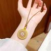 Elegant Rotatable Rhinestone Rose Compass Pendant Necklace in Sand Gold