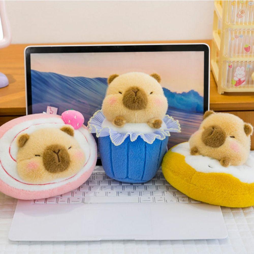 Mini Plush Capybara Plush Toy Fluffy Dessert Capybara Doll Dessert Capybara Plush Toy  Room Decor