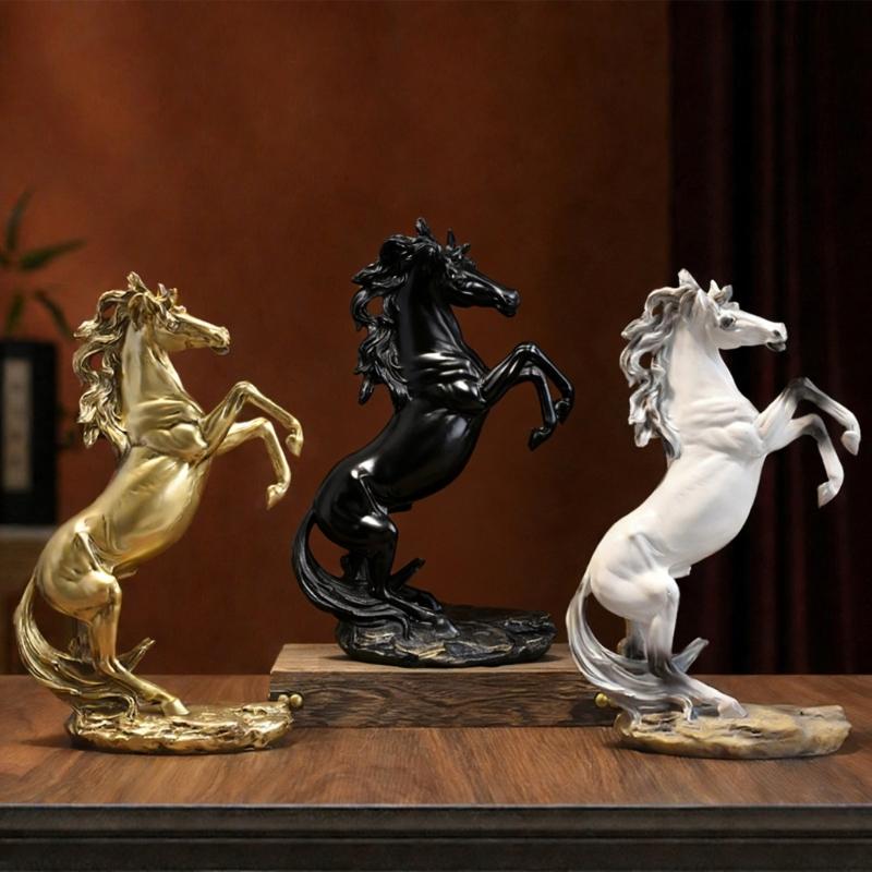 Resins Standing Horse Figurine Sculpture 12Inch Tall Tabletop Decoration for Living Room or Study Aesthetic Appeal