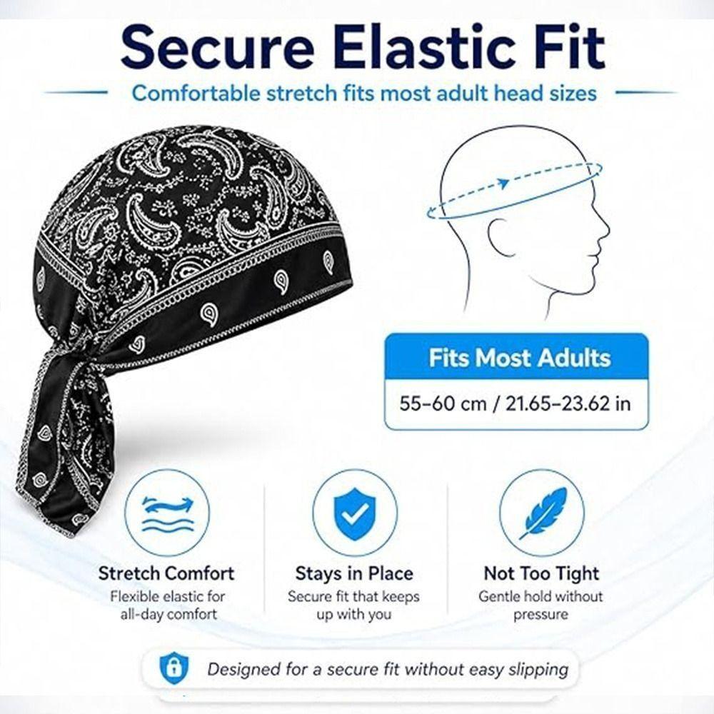Quick Dry Hijab Caps Paisley Print Cycling Head Wrap Lightweight Bandana Hat  Sports