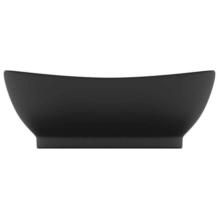 VidaXL Lavabo Ovale de Luxe à Trop-plein Vasque à Poser de Toilette Lave-mains de Salle de Bain Salle Cosmétique Noir Mat 146942
