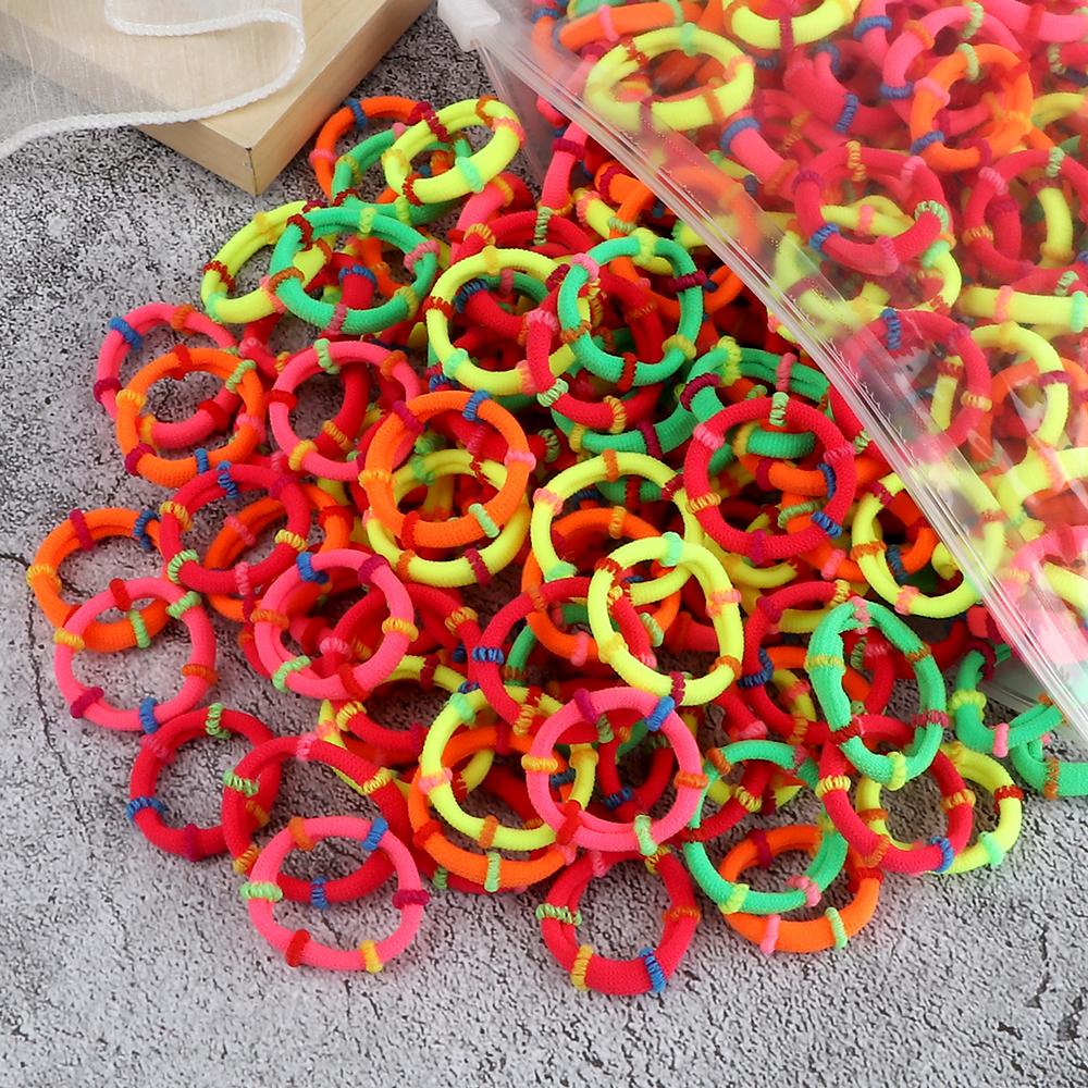 100PCS 3cm Mixed Colors Hair Bands For Kids Elastic Headband Baby Girl Headwear Scrunchies Hair Accessories Gift Ponytail Holder