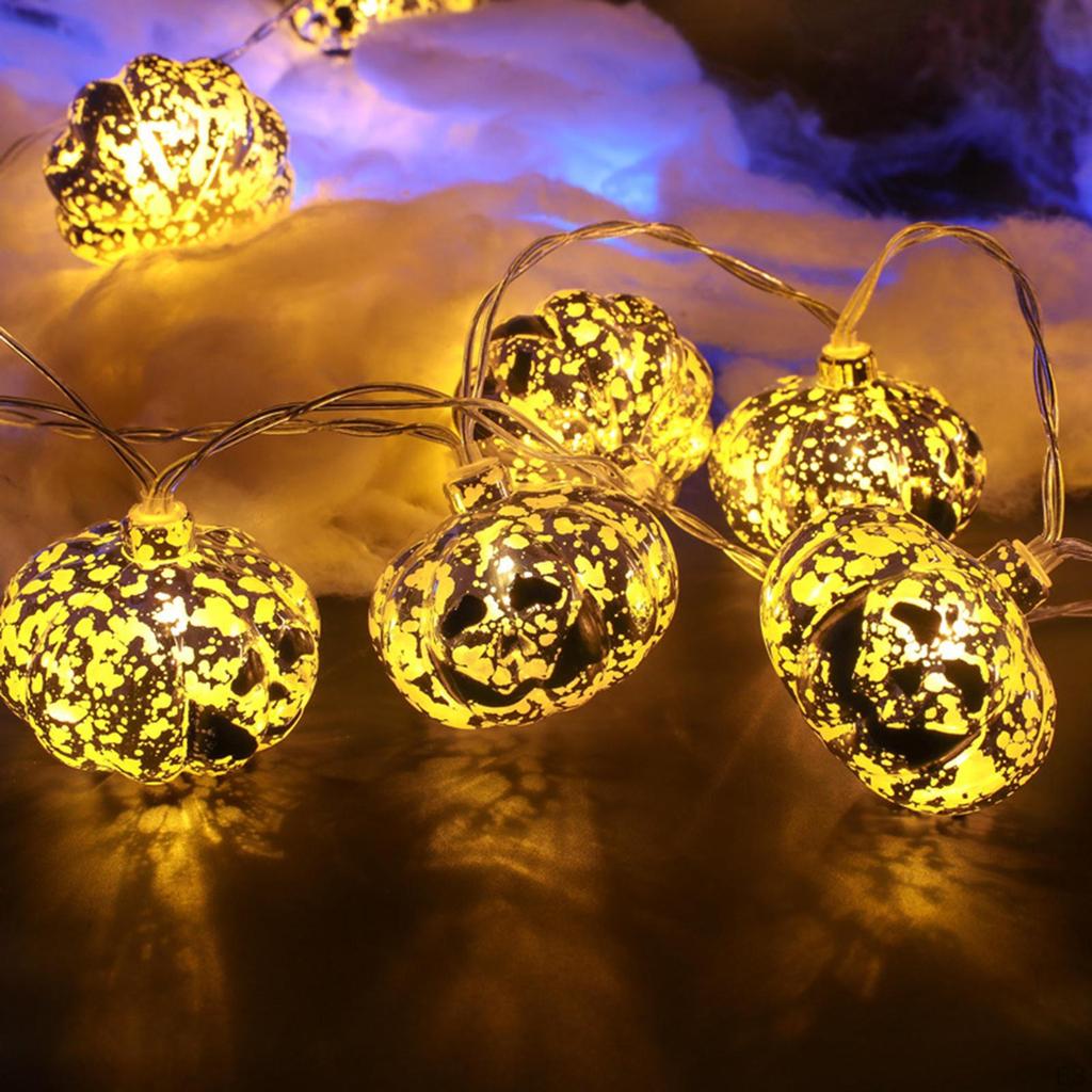 3D Kürbis Lichter Herbst Girlande Deko, Gesamtlänge 2,5 m 20 LEDs Batteriebetrieben für