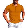 Men's Running Sports Gym Wear Summer High Stretch Vertical Strip Short Sleeve POLO Shirt Slim Fit Knit Base Layer