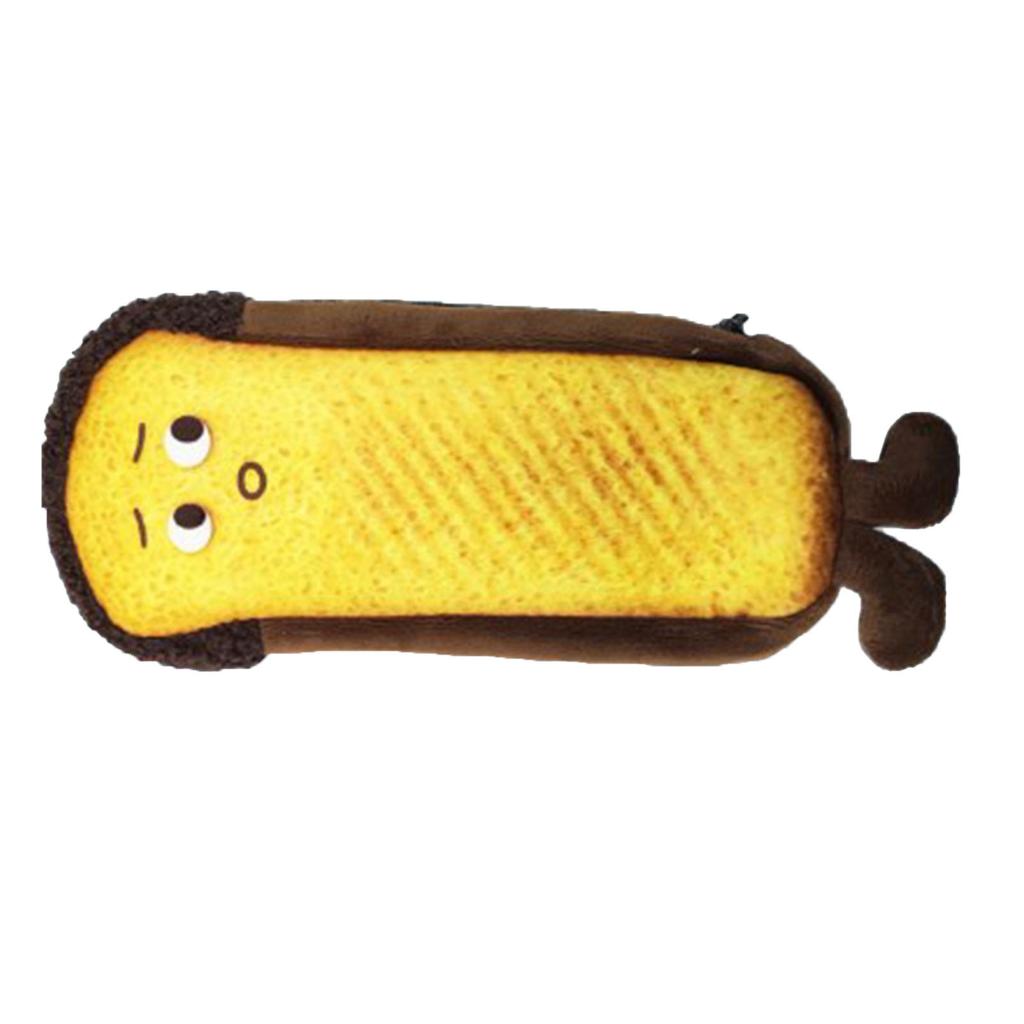 Plush Pencil Case Cute Toast Design Large Capacity Personalized Pen Pouch for Students
