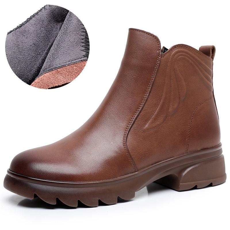 Fashion GKTINOO Short Boots Women 2024 New Winter Fur Women Ankle Boots Genuine Leather Large Size 43 Women's Chelsea Boots