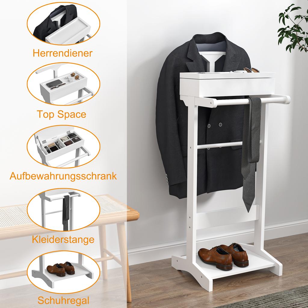 White Portable Clothes Rack, Clothes Rack with Storage Organizer