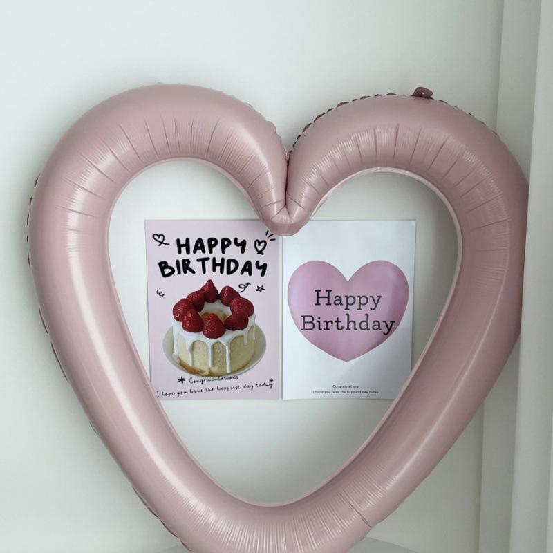 Grattis på födelsedagen Hjärta Fotoram Ballong med Rosettklistermärken Flickvän Födelsedagskalas Fotorekvisita Bröllopsballongdekoration