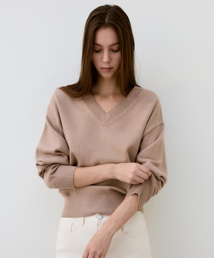 ANTOME Ciel V-Neck Knit (Beige)