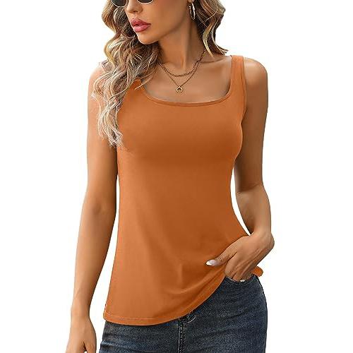 

Женская майка Charmleaks со встроенным бюстгальтером с мягкой подкладкой, регулируемые хлопковые рубашки на бретелях с широкими бретелями 2XL коричневый