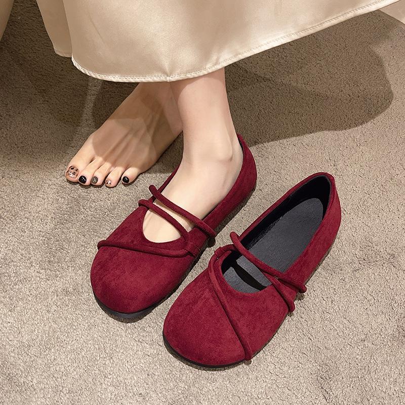 

Flat Single Shoes Women S Spring New Korean Version Comfortable Simple Shallow Mouth Mary Jane Shoes Gentle Style Evening Shoes 35 красный