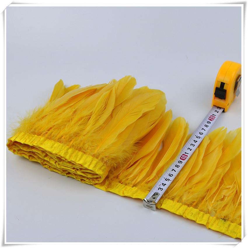 High Quality Multicolor Goose Feather Trims 2yards 6-8inches/15-20cm Fringed Feather Trim for Skirt/costumes Ribbon Feathers