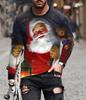 Men's Long Sleeve T-Shirt Men's Round Neck Long Sleeve Santa Claus 3D Print Casual Long Sleeve Print Clothing Clothing Basic Fashion Classic Comfort
