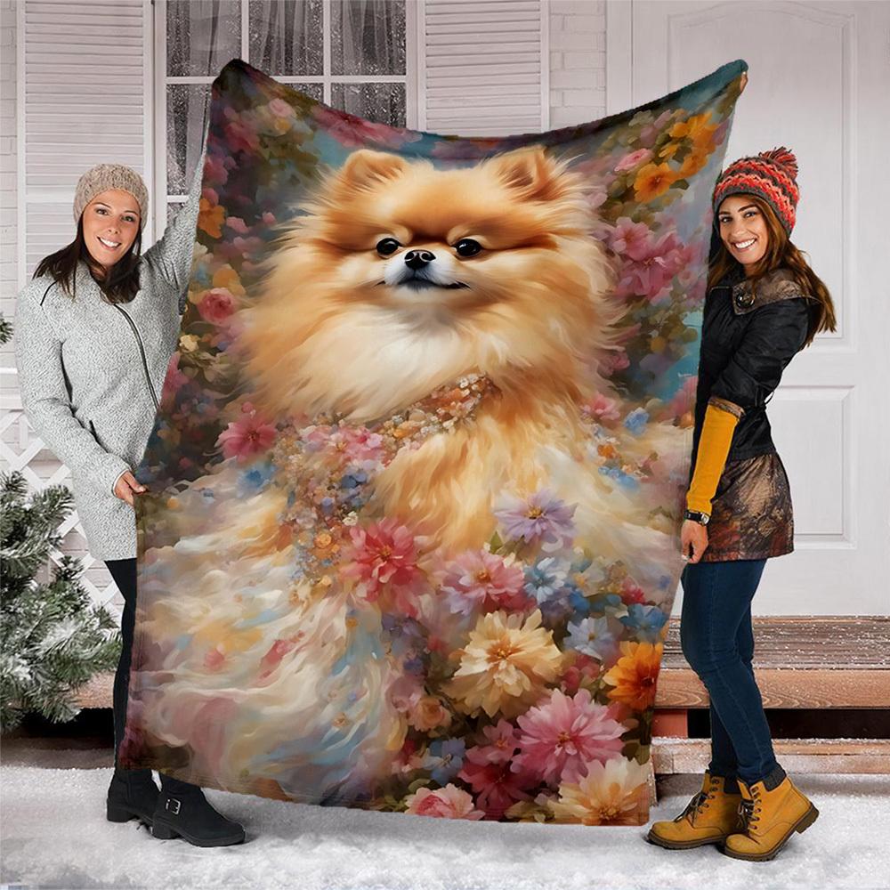 1pc Floral Dress Outdoor Flannel Blanket , Machine Washable Perfect Gift for Birthday , Holiday Travel Accessory , Durable Material