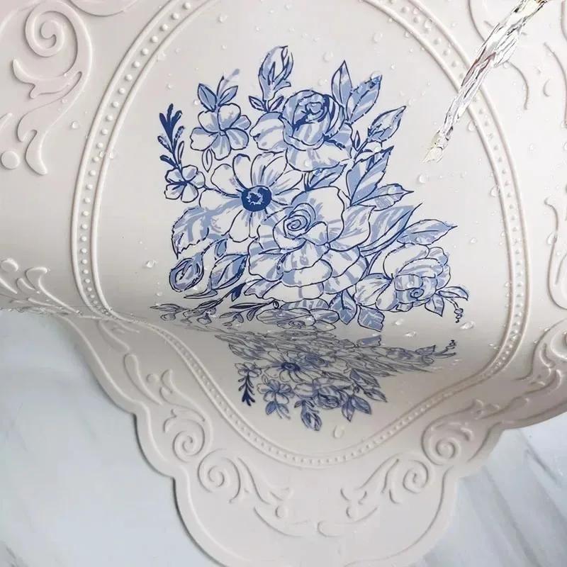 Silicone Carved Dining Mat Retro Pattern Table Mat Floral Placemat for Dining Table Kitchen Coffee Pad Tableware Mats Waterproof