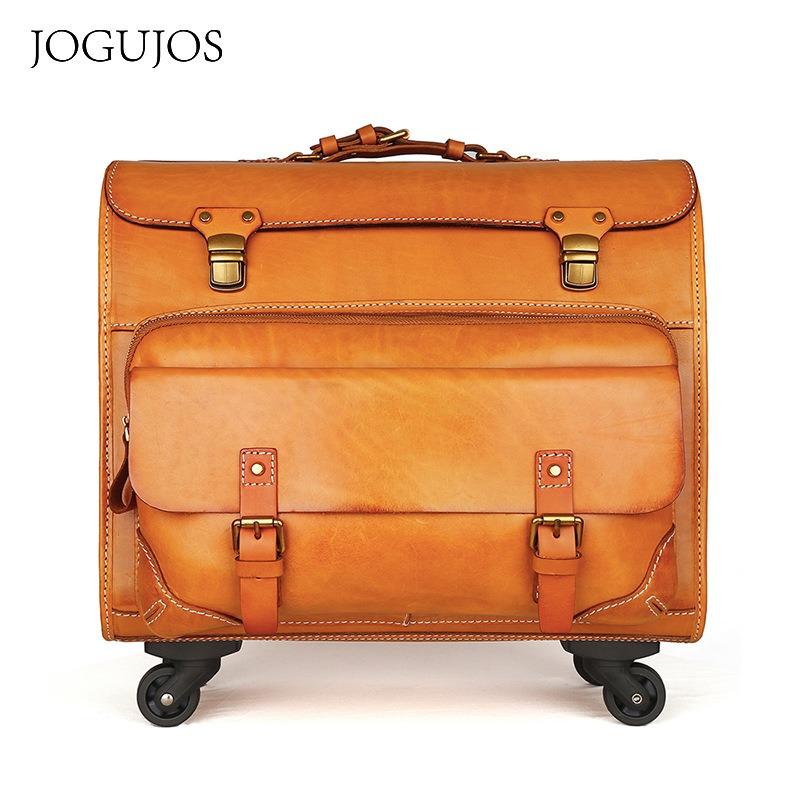 

Retro leather trolley case men s and women s business boarding case 20-inch suitcase universal wheel suitcase