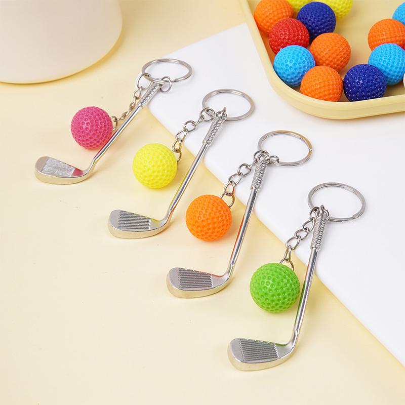 Simulation Mini Golf Ball Keychain Creative Metal Keyring Car Key Holder Bag Pendant Hanging Decoration Couple Gifts