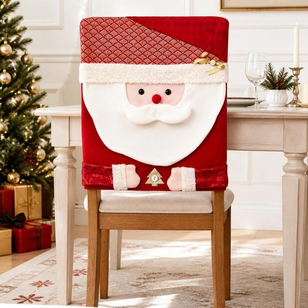 Comfortable Christmas Chair Covers Removable Plush Stool Covers Xmas Dinner Chair Seat Cover Hotel