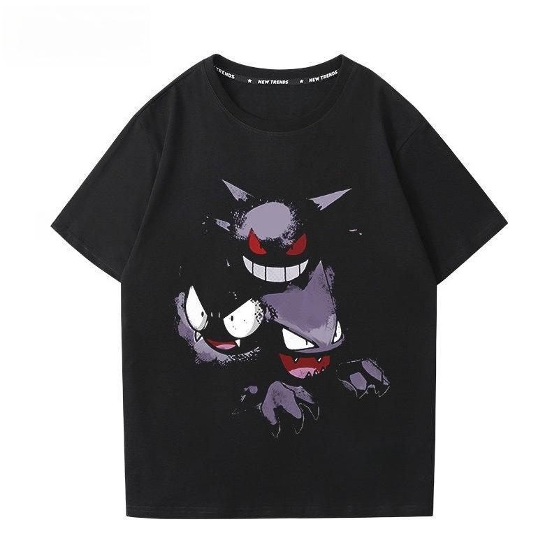 T-shirt με Εκτύπωση Pokémon Gengar 100% Βαμβακερό Ανδρικό Καλοκαιρινή Μόδα 2026 Oversize Street Casual Y2K Μπλούζες Ρούχα Streetwear