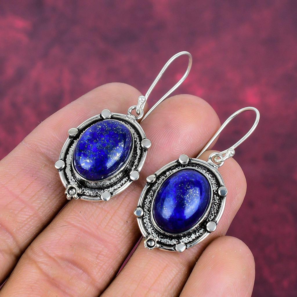 Lapis Lazuli Earrings Handmade Jewelry, 925 Solid Sterling Silver Earrings Designer Gemstone Jewelry Earrings, Gift For Mom