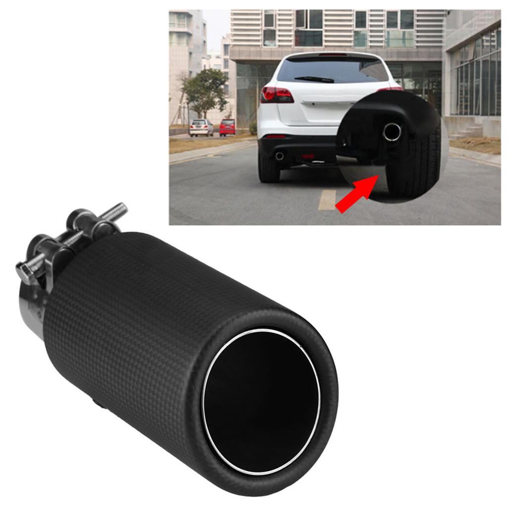 Carbon Fiber Style Car Modified Single Outlet Exhaust Pipe Muffler Tip Tail Throat 5476mm