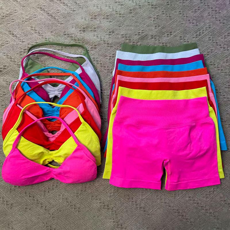 Women's Halter Neck Sports Bra and Shorts Set - Yoga Fitness One-Strap Design