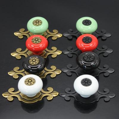 Boutons d'armoire en bronze antique et céramique - Style européen
