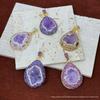 Amethyst & Czech Diamond Raw Stone Necklace Pendant