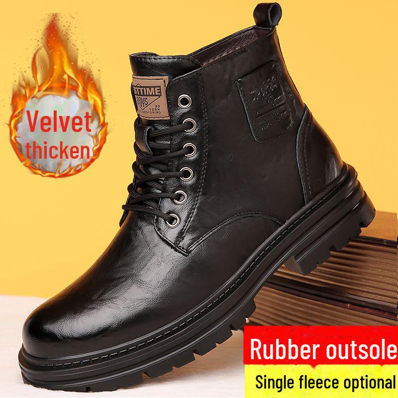 

Чоловічі зимові ділові повсякденні черевики на вовняній підкладці - на товстій підошві, високі снігові черевики 44