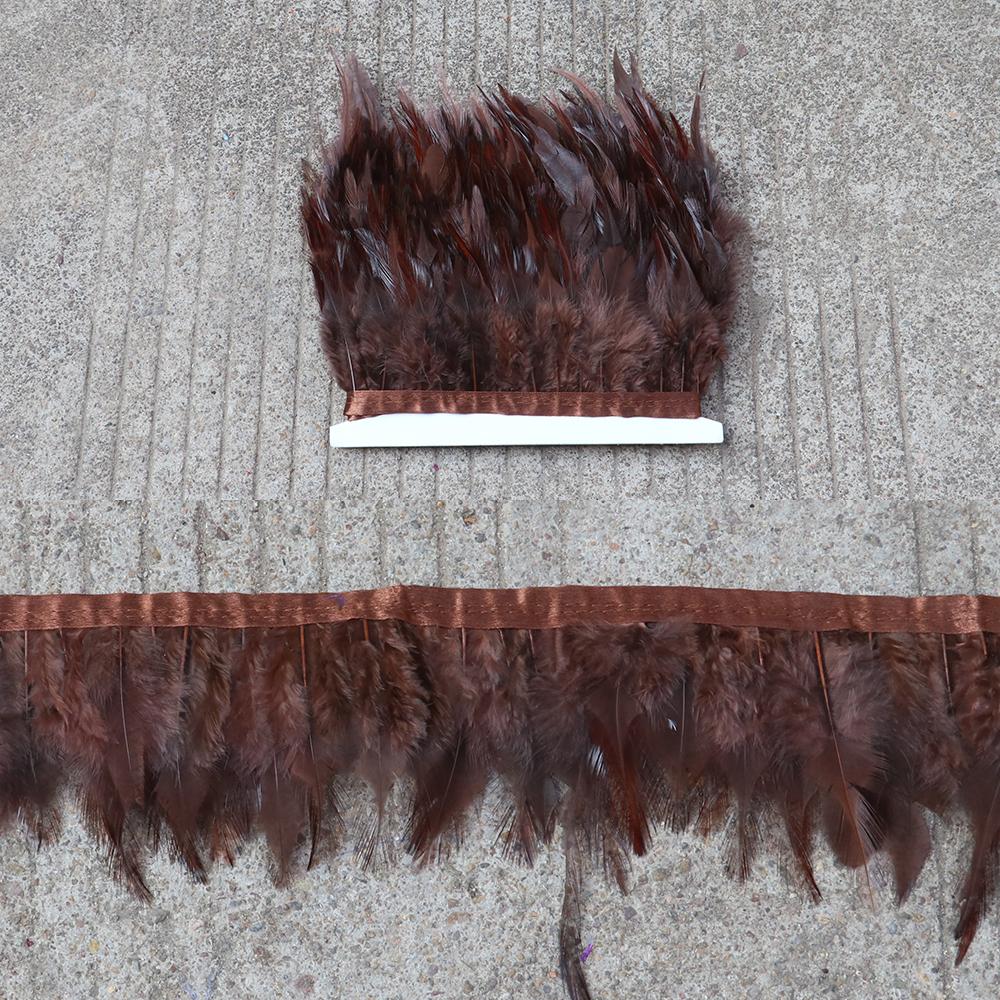 Feather5 10Meters Rooster Feather Trim 8-13CM Colored Chicken Feathers Ribbon  3-5" Saddle Pheasant Feathers Trim Fringe