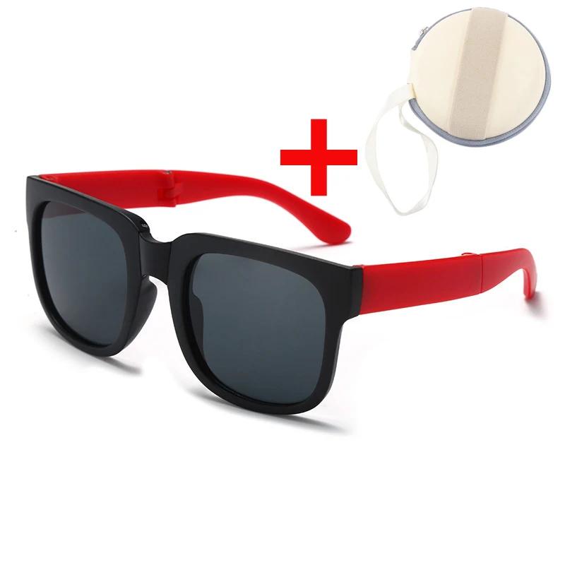 Flexible Children Folding Sunglasses with Box Kids Travel Goggle Shades Trendy UV400 Outdoor Sun Glasses Eyewear for Boys Girls