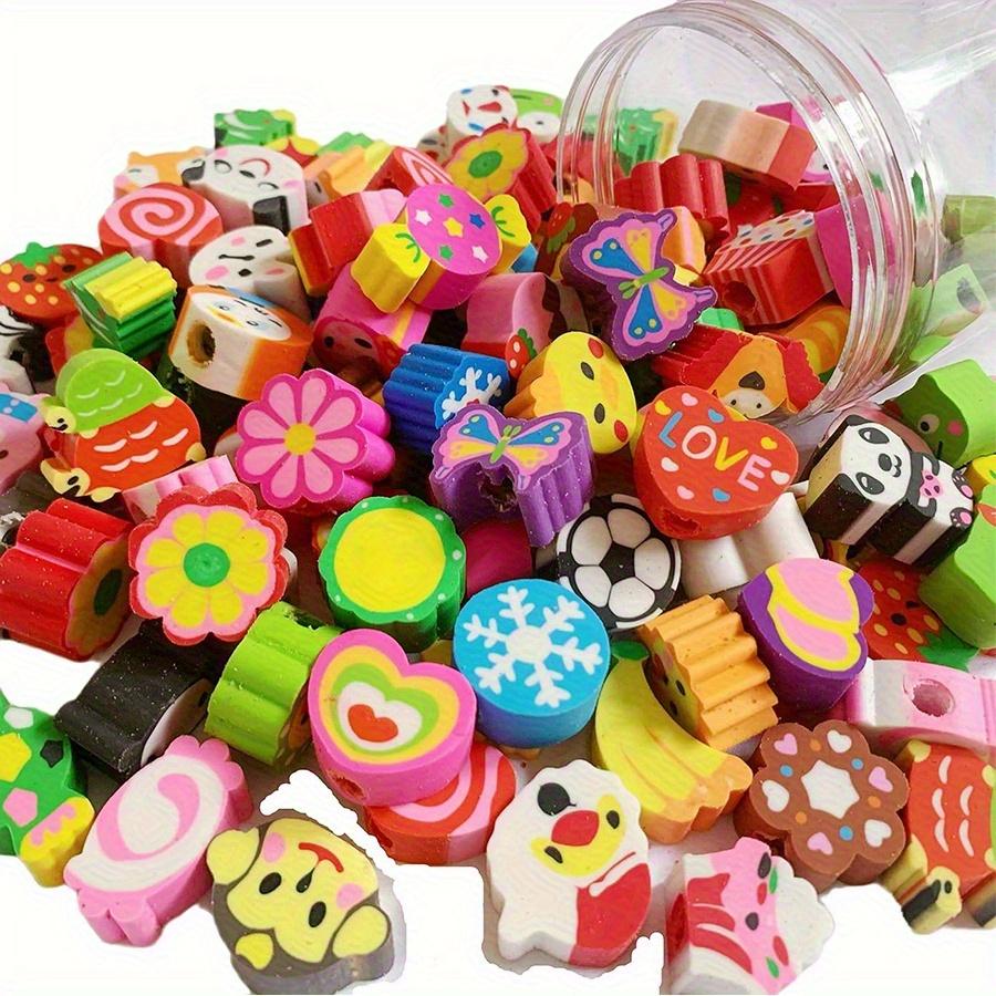 10-100pcs Cute Mini Erasers - Assorted Animal Fruit Etc Designs | Fun Classroom Prizes, Party Favors, School Supplies JXB
