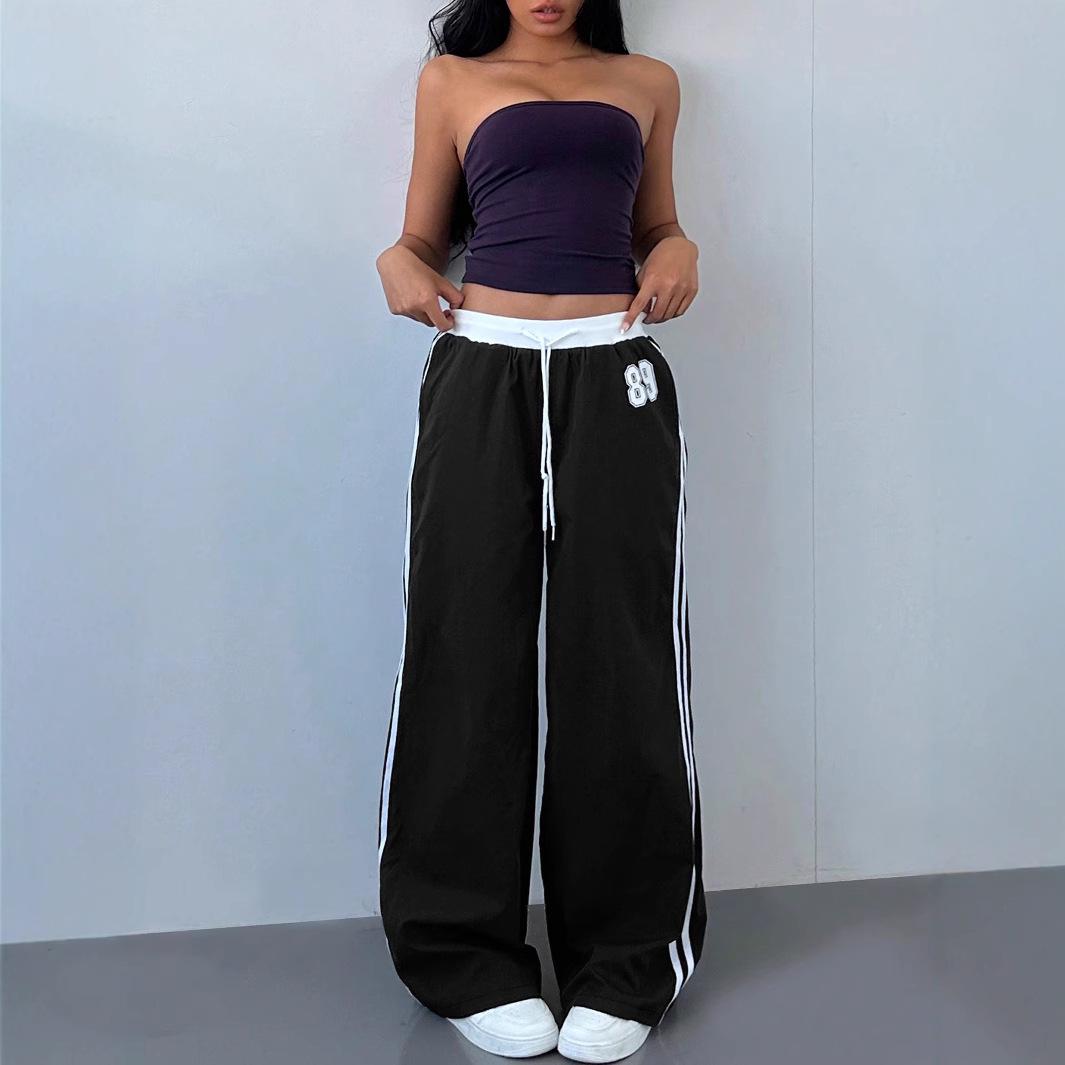 

Весна/Лето 2025 Брюки с высокой посадкой, свободные, с широкими штанинами, с цветными блоками и кулиской Small чёрный