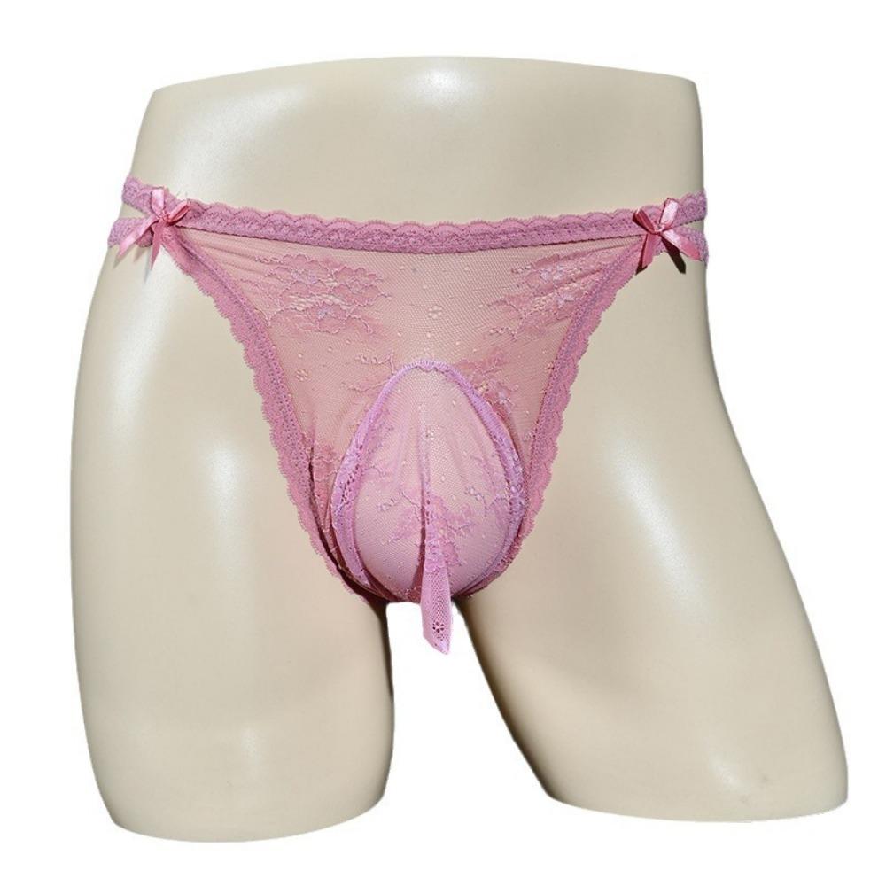 Nízký pas Pánská tanga Sexy krajka Prodyšné Tenké Sexy Kalhotky Taška Egg Jj Set Kalhotky Fake Girl Temptation
