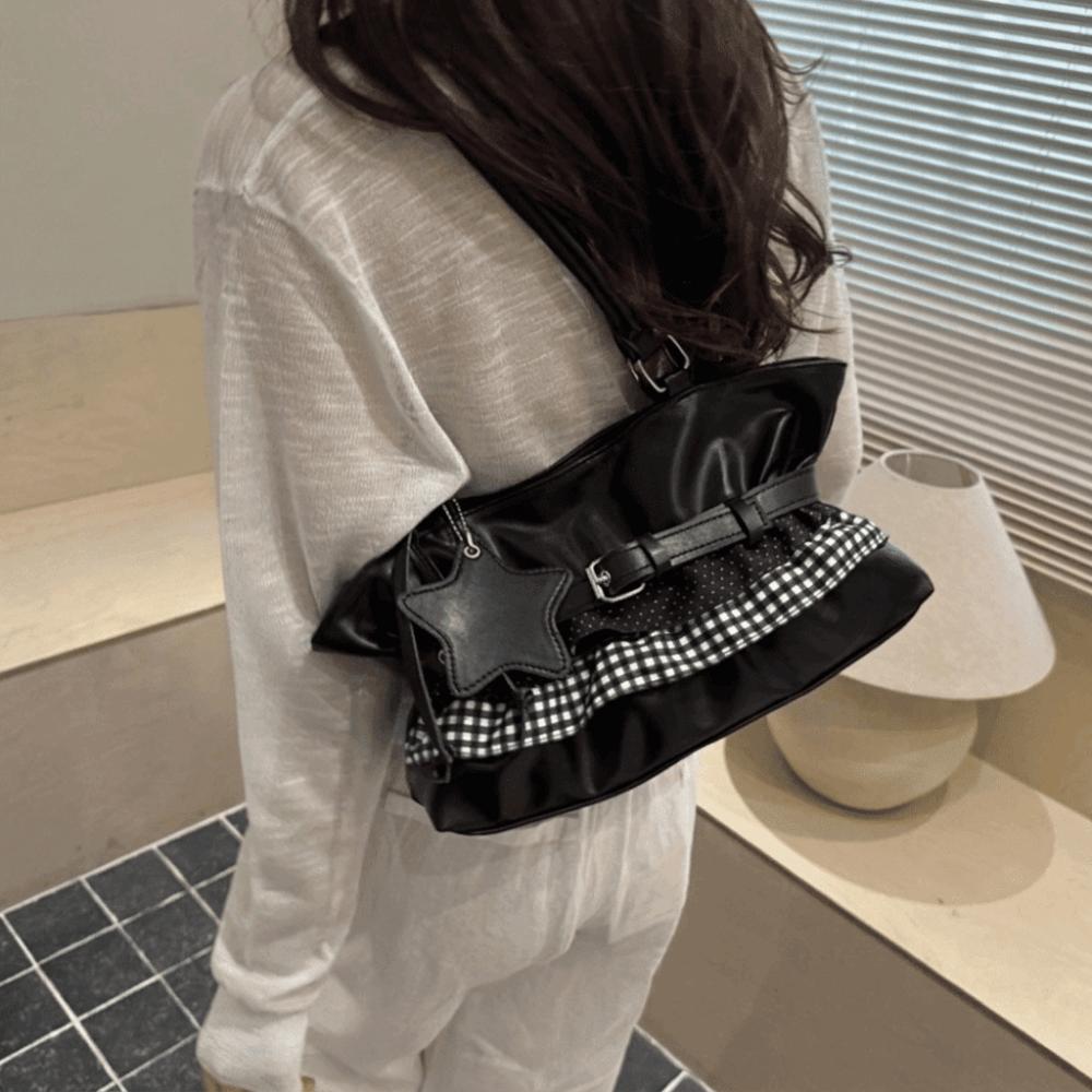 Polka Dot Women Tote Bag Solid Color Underarm Shoulder Bag Unique Balletcore Handbag Daily