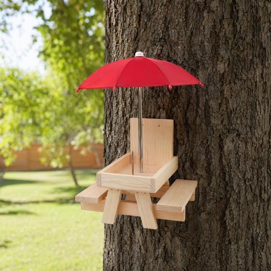 Baizihuahu Squirrel Feeder with Umbrella, Feeders for Outside, Picnic Table Feeder, Chipmunk Hold Corn, Corn Cob, Peanut Garden Yard Patio Tree Decor