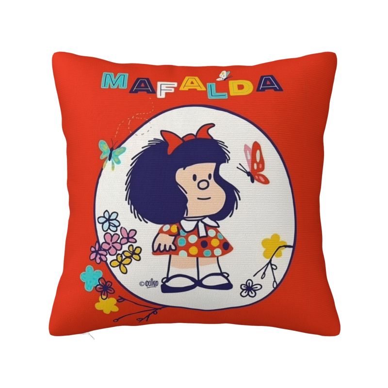 Custom Mafalda Kawaii Vintage Quino Comic Cartoon Mang Anime Throw Pillow for Living Room Luxury Cushion Cover Square Pillowcase